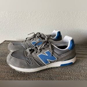 New Balance Gray and Blue Athletic Shoes with Retro Design